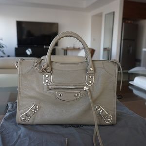 Balenciaga City S Taupe Leather Cross Body Bag